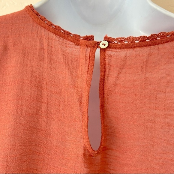 FREE PEOPLE Jasmine Victorian Ruffle Lace Trim Cropped Blouse Rose Size XS - Picture 8 of 13